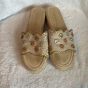 Jack Rogers Women's Floral Embellished Sandals - Gold, Silver, Tan